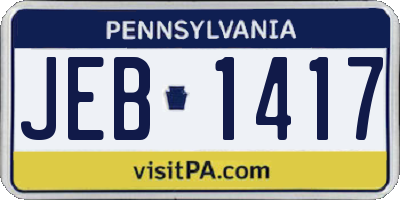 PA license plate JEB1417