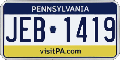 PA license plate JEB1419