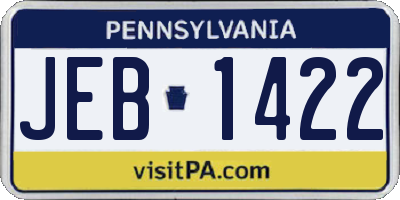 PA license plate JEB1422