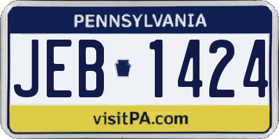 PA license plate JEB1424
