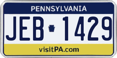 PA license plate JEB1429