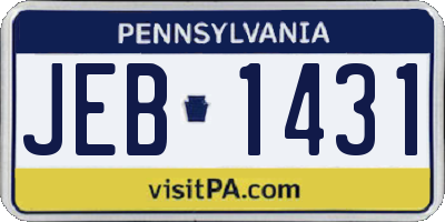 PA license plate JEB1431