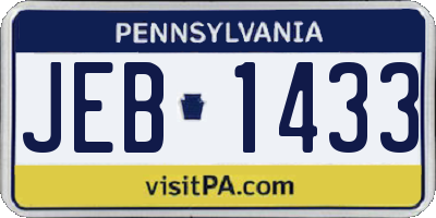 PA license plate JEB1433