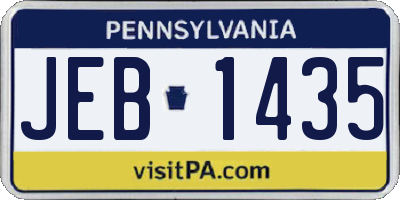 PA license plate JEB1435