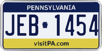 PA license plate JEB1454