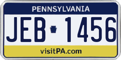 PA license plate JEB1456