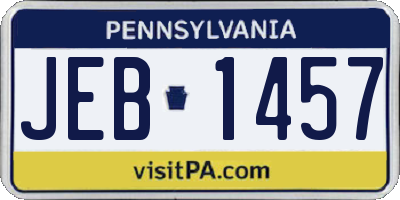 PA license plate JEB1457