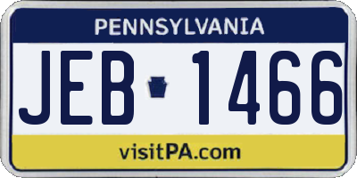 PA license plate JEB1466