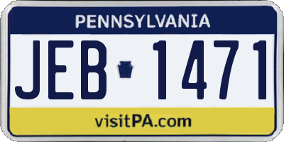 PA license plate JEB1471