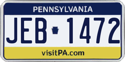 PA license plate JEB1472