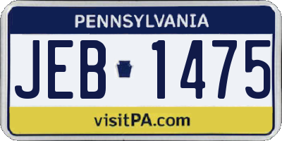 PA license plate JEB1475