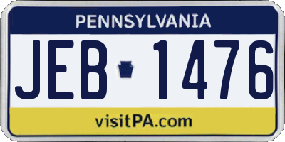 PA license plate JEB1476