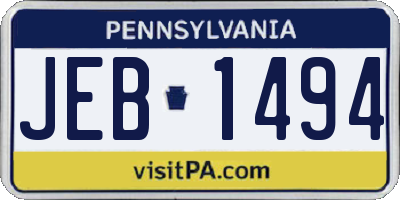 PA license plate JEB1494