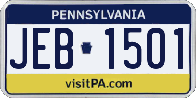 PA license plate JEB1501