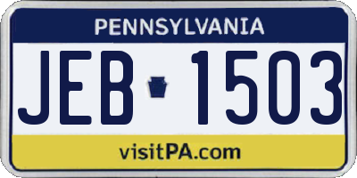 PA license plate JEB1503