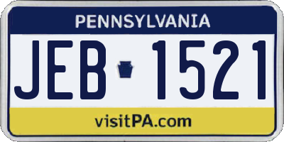 PA license plate JEB1521