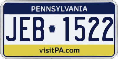 PA license plate JEB1522