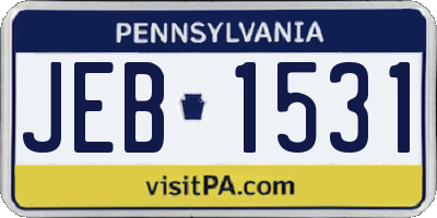 PA license plate JEB1531