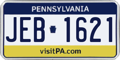 PA license plate JEB1621