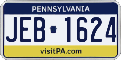 PA license plate JEB1624
