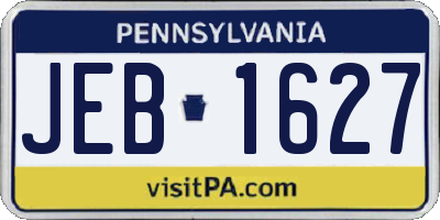 PA license plate JEB1627