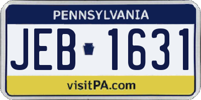 PA license plate JEB1631