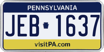 PA license plate JEB1637