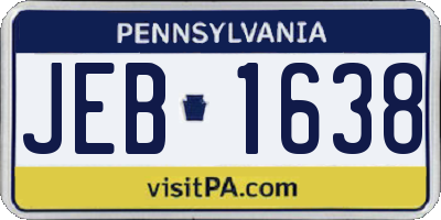 PA license plate JEB1638
