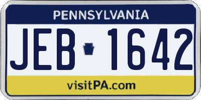 PA license plate JEB1642