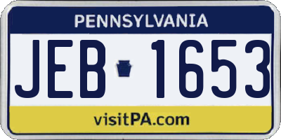 PA license plate JEB1653