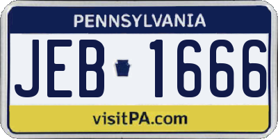 PA license plate JEB1666