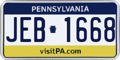 PA license plate JEB1668
