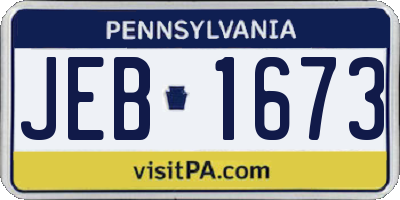 PA license plate JEB1673