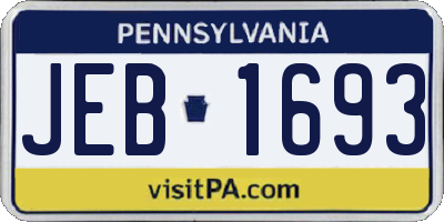PA license plate JEB1693