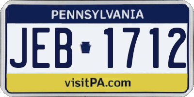 PA license plate JEB1712