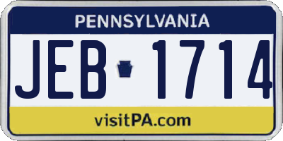 PA license plate JEB1714