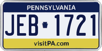 PA license plate JEB1721