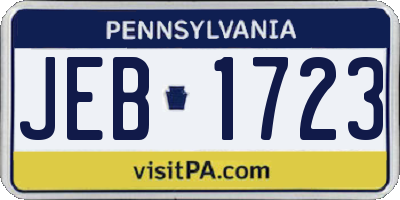 PA license plate JEB1723