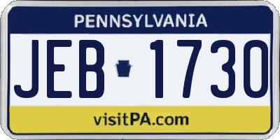 PA license plate JEB1730