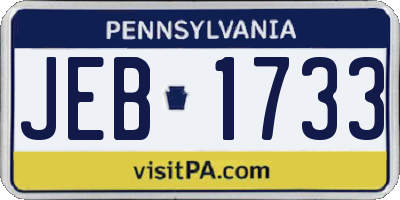 PA license plate JEB1733