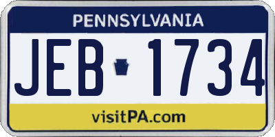 PA license plate JEB1734