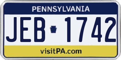 PA license plate JEB1742