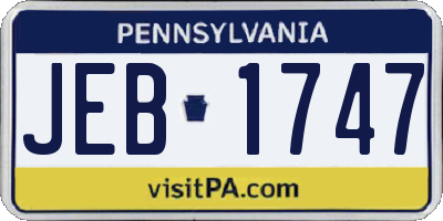 PA license plate JEB1747
