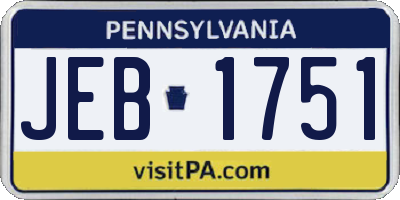 PA license plate JEB1751