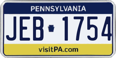 PA license plate JEB1754