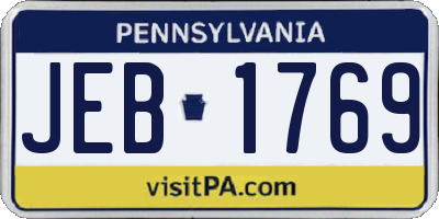 PA license plate JEB1769