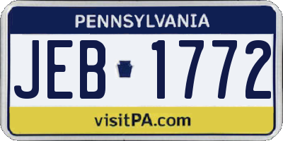 PA license plate JEB1772