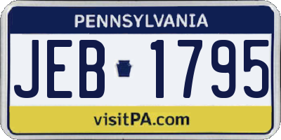PA license plate JEB1795