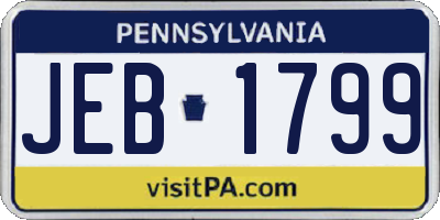 PA license plate JEB1799