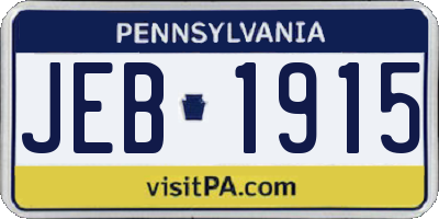PA license plate JEB1915